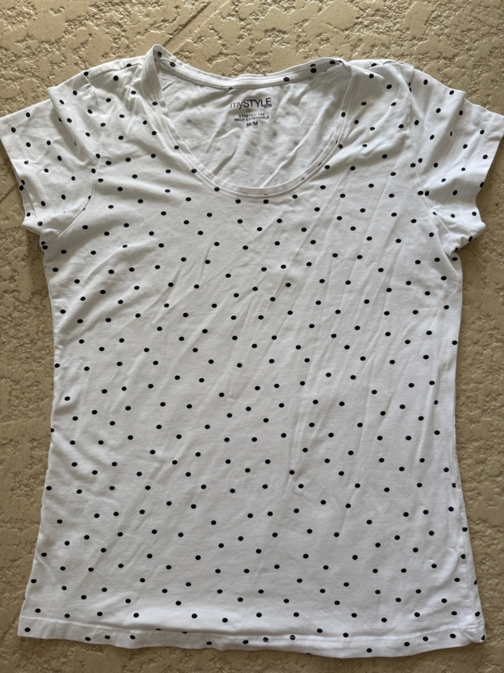 mySTYLE White Polka Dot Scoop Neck Short Sleeve Tee